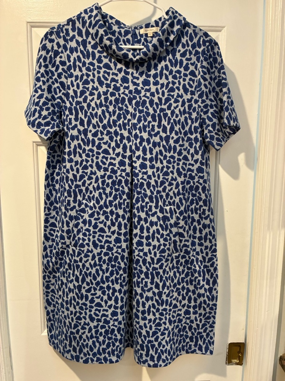 Tyler Boe Blue and White Leopard Knit dress